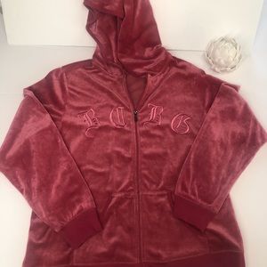 🌵BCBGMaxAzria Zip Up Hoodie Pink Velour 1X